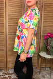 Chic floral criss cross short sleeve women's boutique top Southern Stitch GJQ13974 (DS8)