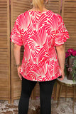 Trendy red patterns short sleeve women's boutique top Southern Stitch GJQ16139 (FS3)