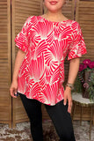 Trendy red patterns short sleeve women's boutique top Southern Stitch GJQ16139 (FS3)