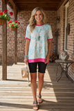 Western turquoise paisley short sleeve women's boutique top Southern Stitch XCH14914 (CS1)
