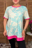 Western turquoise paisley short sleeve women's boutique top Southern Stitch XCH14914 (CS1)