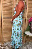 Western cowboy turquoise boutique women's overall maxi dress Southern Stitch XCH17197