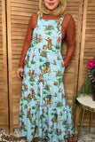 Western cowboy turquoise boutique women's overall maxi dress Southern Stitch XCH17197