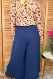 Western navy blue ruffled wide leg women's boutique pant Southern Stitch XCH17032