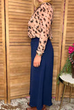 Western navy blue ruffled wide leg women's boutique pant Southern Stitch XCH17032