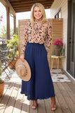 Western navy blue ruffled wide leg women's boutique pant Southern Stitch XCH17032