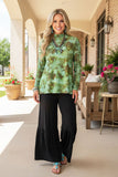 Western moss green tie dye sheer women's boutique top Southern Stitch XCH17153
