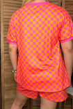 Western pink/yellow checkered top & shorts women's boutique set Southern Stitch XCH17216