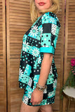Ranch patchwork print top & shorts women's boutique set Southern Stitch GJQ17235
