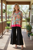 Western paisley & aztec print short sleeve women's boutique top XCH15205 (DS10)
