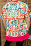 Western paisley & aztec print short sleeve women's boutique top XCH15205 (DS10)
