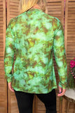 Western moss green tie dye sheer women's boutique top Southern Stitch XCH17153