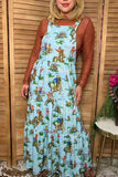 Western cowboy turquoise boutique women's overall maxi dress Southern Stitch XCH17197