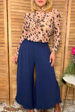 Western navy blue ruffled wide leg women's boutique pant Southern Stitch XCH17032