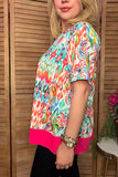Western paisley & aztec print short sleeve women's boutique top XCH15205 (DS10)