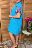 Chic floral embroidery puff sleeve women's boutique dress Southern Stitch XCH16507