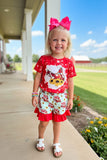 Western rodeo top & turquoise print shorts 2pcs girls boutique sets 12184MZ (A3S1)
