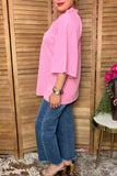 Chic bubble crinkle pink women's boutique top Southern Stitch XCH16947