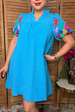 Chic floral embroidery puff sleeve women's boutique dress Southern Stitch XCH16507