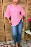 Chic bubble crinkle pink women's boutique top Southern Stitch XCH16947