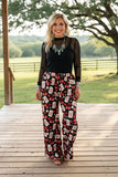 Western rodeo cards & cherry wide leg women's boutique pant Southern Stitch GJQ17201 GS4