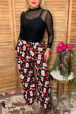 Western rodeo cards & cherry wide leg women's boutique pant Southern Stitch GJQ17201 GS4