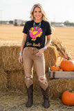 Western "give thanks" sequin turkey embroidery boutique women's top XCH16560 BS10
