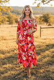 Chic floral printed 3/4 sleeves smocking tiered women's boutique dress GJQ16281 BS10
