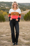 Chic White & Brown & Pink & Black bell long sleeve boutique women's top GJQ15577