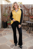 Western waffle yellow & black raglan hoodie women's boutique top BQ15467 (AS12)