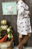 GJQ15670 Cheetah printed knitted sweater long sleeve women dress w/side pockets