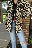 BQ15490 Black/beige leopard w/front pockets&buttons long sleeve women coats/jackets wholesale