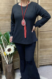 BQ15722-1 Wholesale Black long sleeve w/tighten cuff women tops