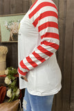 DLH8412  Perfect Christmas red striped long sleeve printed women t-shirt IS8