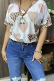 BQ12885 Leopard hearts printed short sleeve women tops for valentine holiday