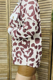 GJQ14253 Brown leopard printed long sleeve top with pocket jackets/coats