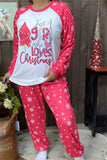 DLH15442 Christmas holiday "Just A girl who loves Christmas "w/tree& snowflake printed pajamas set long sleeve top& pant for women