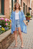 XCH10895 Aztec blue multi color printed w/trim women cardigan (AS11)