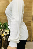 BQ15722 Boutique wholesale Long sleeve w/tighten cuff white women top