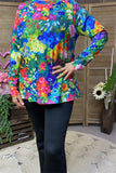 XCH15694 Multi color floral printed long sleeve women tops