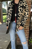 BQ15490 Black/beige leopard w/front pockets&buttons long sleeve women coats/jackets wholesale