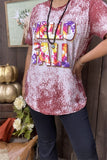 DLH9674 HELLO FALL tie dye printed short sleeve women t-shirt