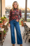 Western bow & horseshoes sheer long sleeve women's boutique top Southern Stitch XCH17162 is6