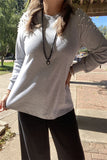 XCH15208-1 Wholesale plus size pearls long sleeve gray women tops(cs1)