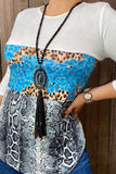 Snake skin/leopard turquoise rock printed women tops GJQ8182 (FS13)