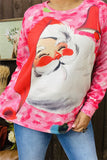 DLH15340 Santa claus graphic printed long sleeve women tops