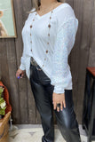 XCH15149 Sequin long sleeve w/tighten cuff white women tops