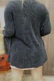 XCH15145 Black solid color long sleeve women coat/cardigan w/side pockets