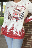 BQ15772 "Merry Christmas"words &Christmas holiday graphic multi color printed long sleeve women tops