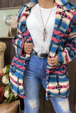 DLH14505 Aztec printed winter long sleeve woolen women coat w/pockets wholesale